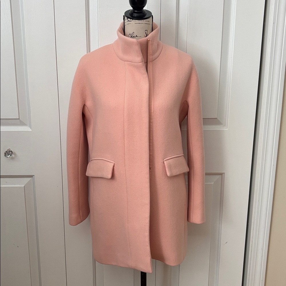 J.Crew Pale pink Nello Gori wool Stadium Cloth Coat Sz 2 4 Small - Picture 1 of 13